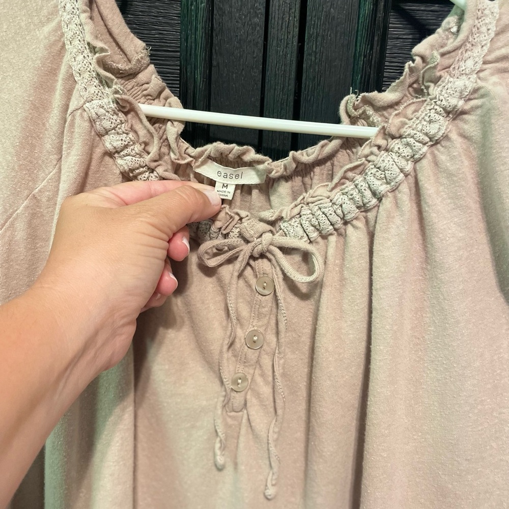 Tan Ruffle Blouse - Picture 2 of 3